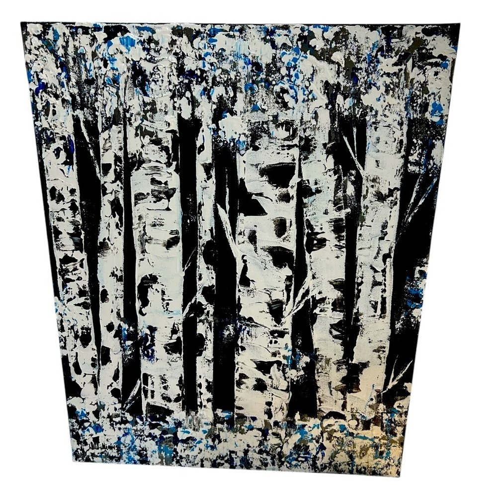 Original Artwork Acrylic on Canvas Winter Birch 16 x 20”